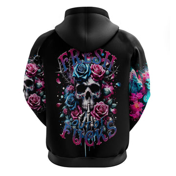 Rose Skull Hoodie Fresh Out Of Fucks DT01