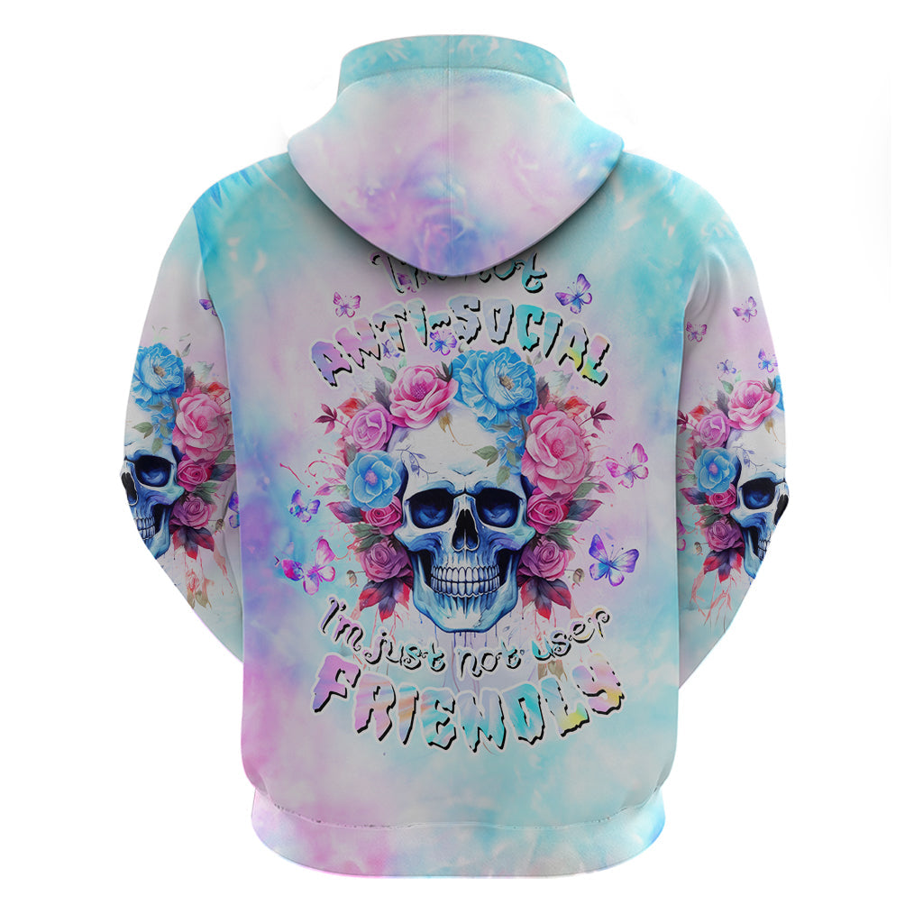 Flower Skull Hoodie I'm Not Anti-Social I'm Just Not User Friendly DT01