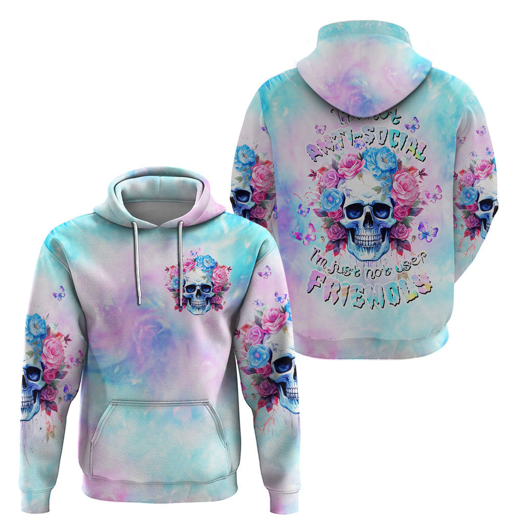 Flower Skull Hoodie I'm Not Anti-Social I'm Just Not User Friendly DT01
