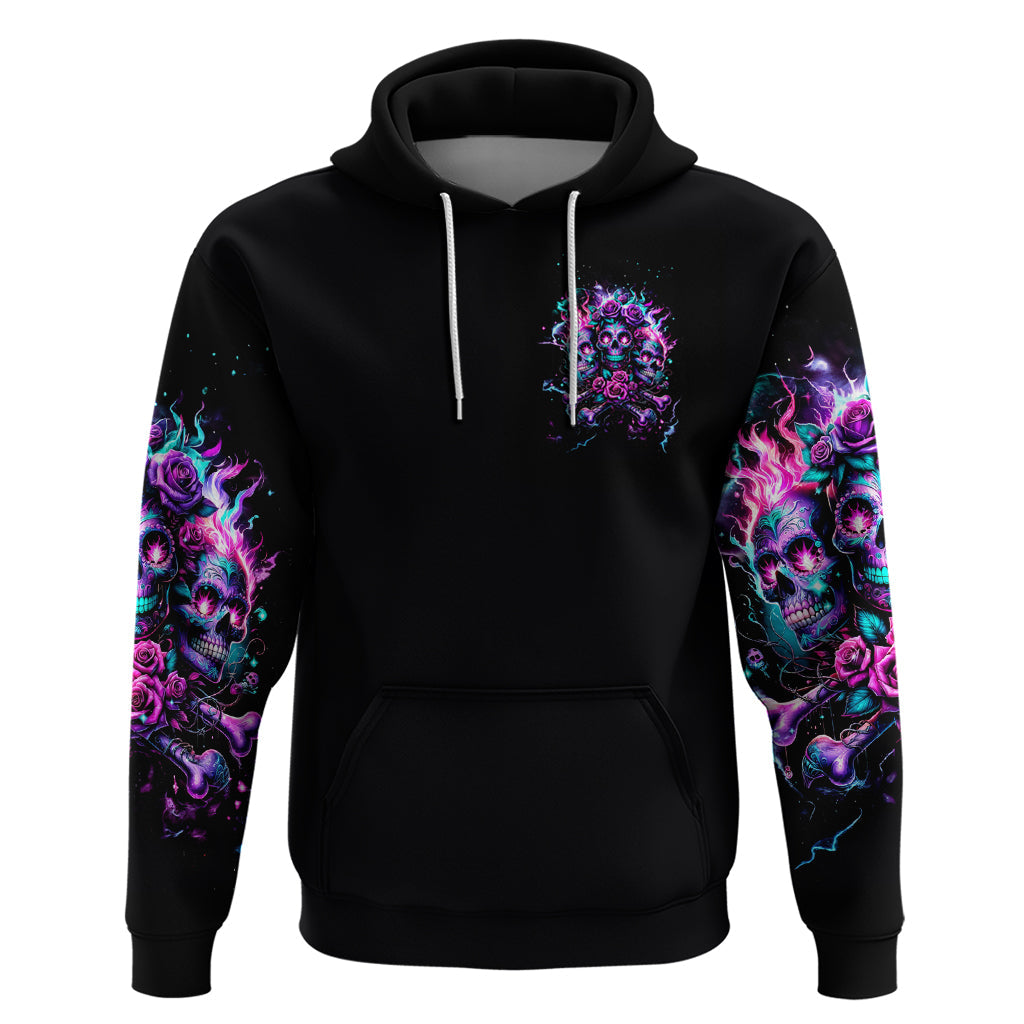 Flower Skull Hoodie Stuck Between IDK IDC DT01