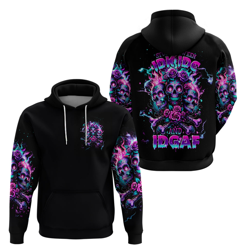 Flower Skull Hoodie Stuck Between IDK IDC DT01
