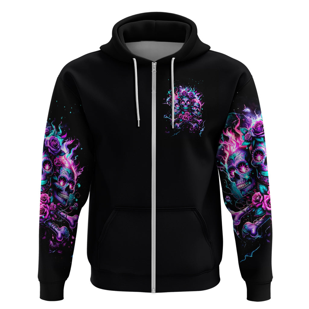 Flower Skull Hoodie Stuck Between IDK IDC DT01