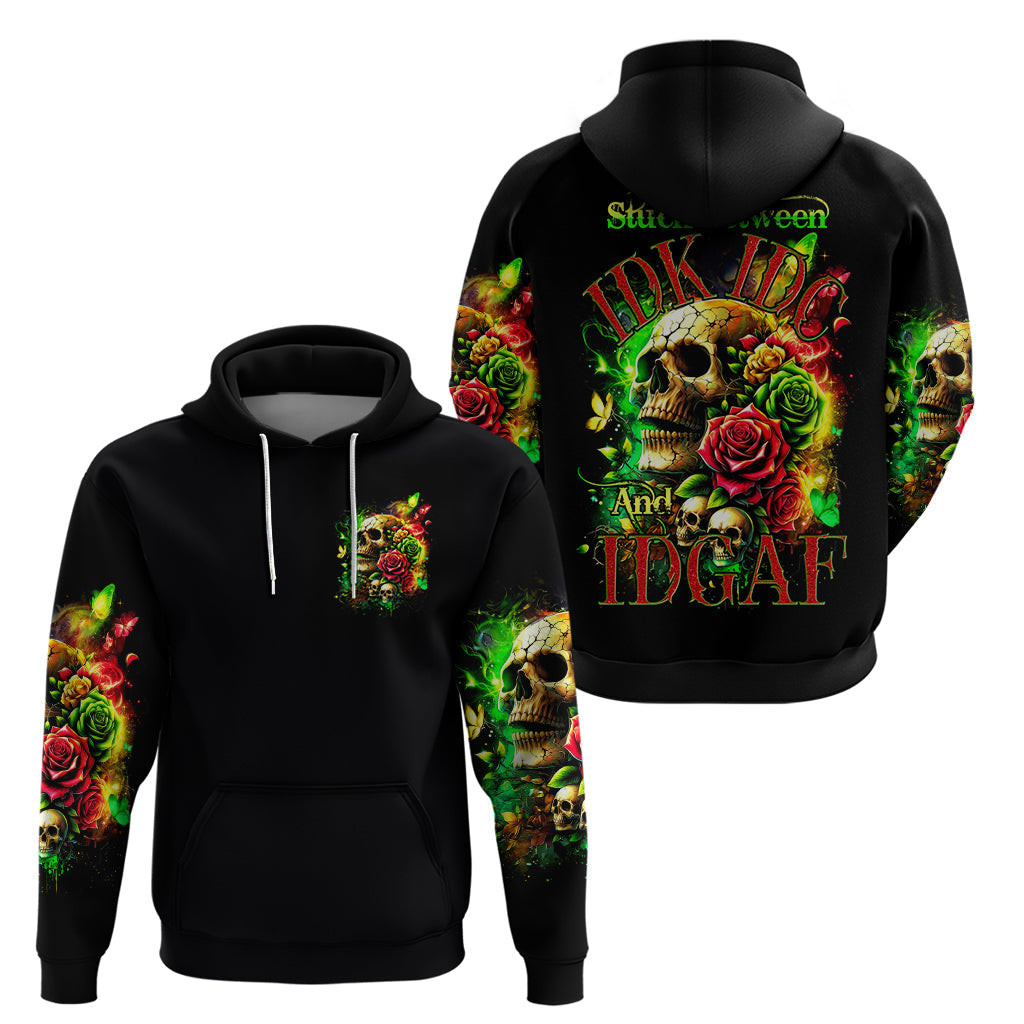 Rose Skull Hoodie Stuck Between IDK IDC DT01