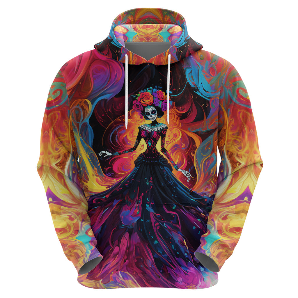 Day of Dead Lady Hoodie Sugar Skull Flame Lady DT01