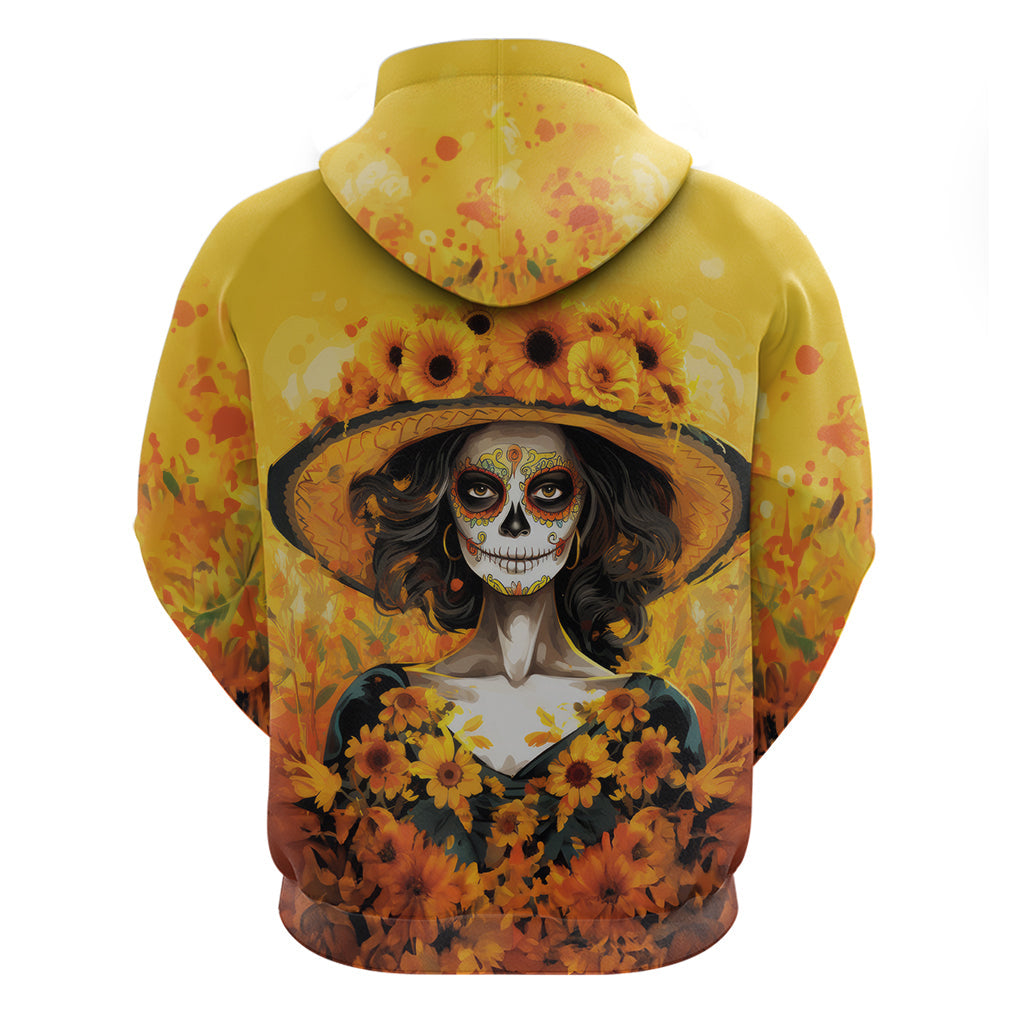 Day of Dead Lady Hoodie Sugar Skull Lady Sunflower DT01