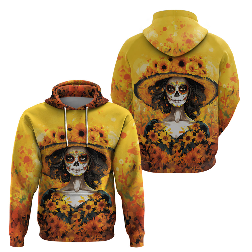 Day of Dead Lady Hoodie Sugar Skull Lady Sunflower DT01