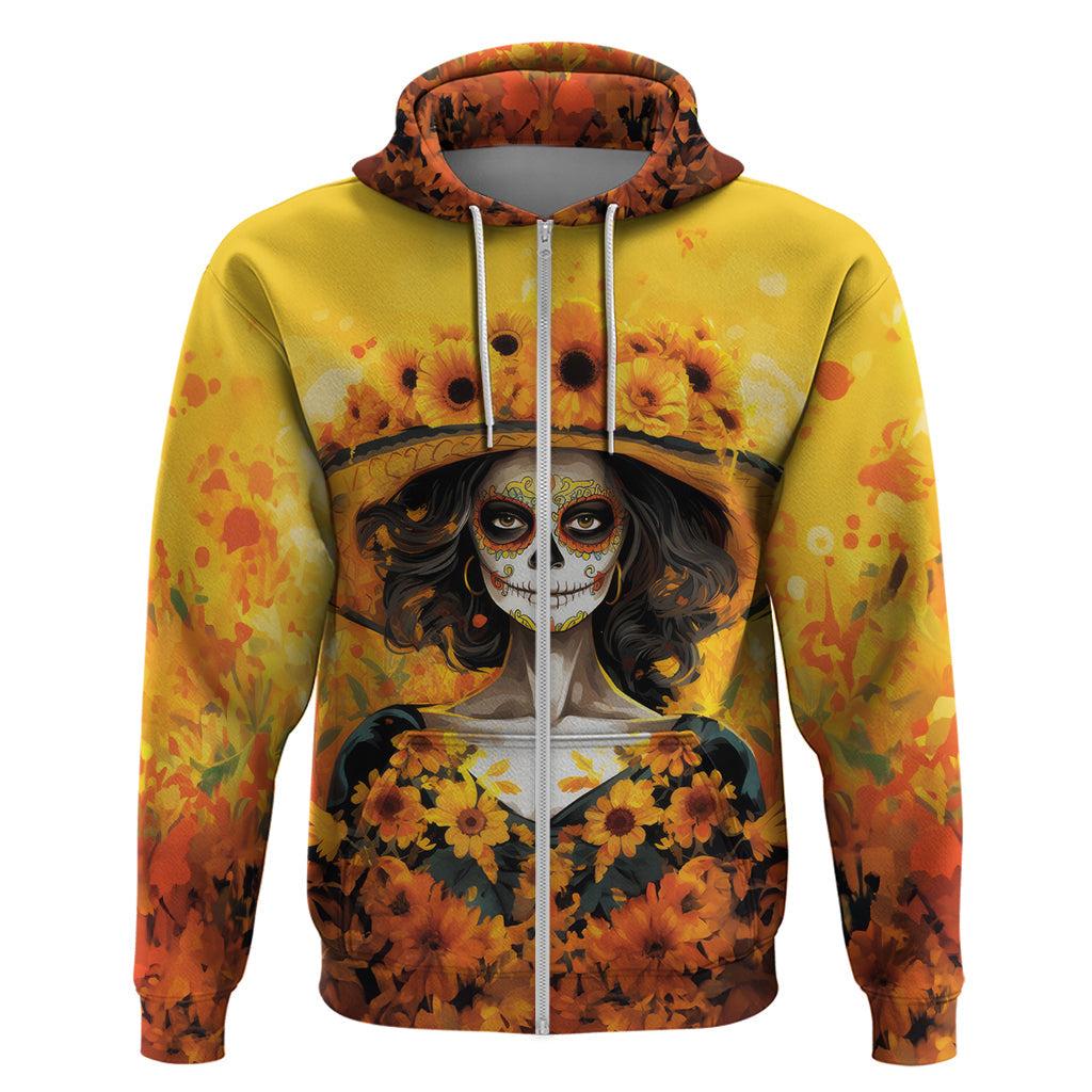 Day of Dead Lady Hoodie Sugar Skull Lady Sunflower DT01
