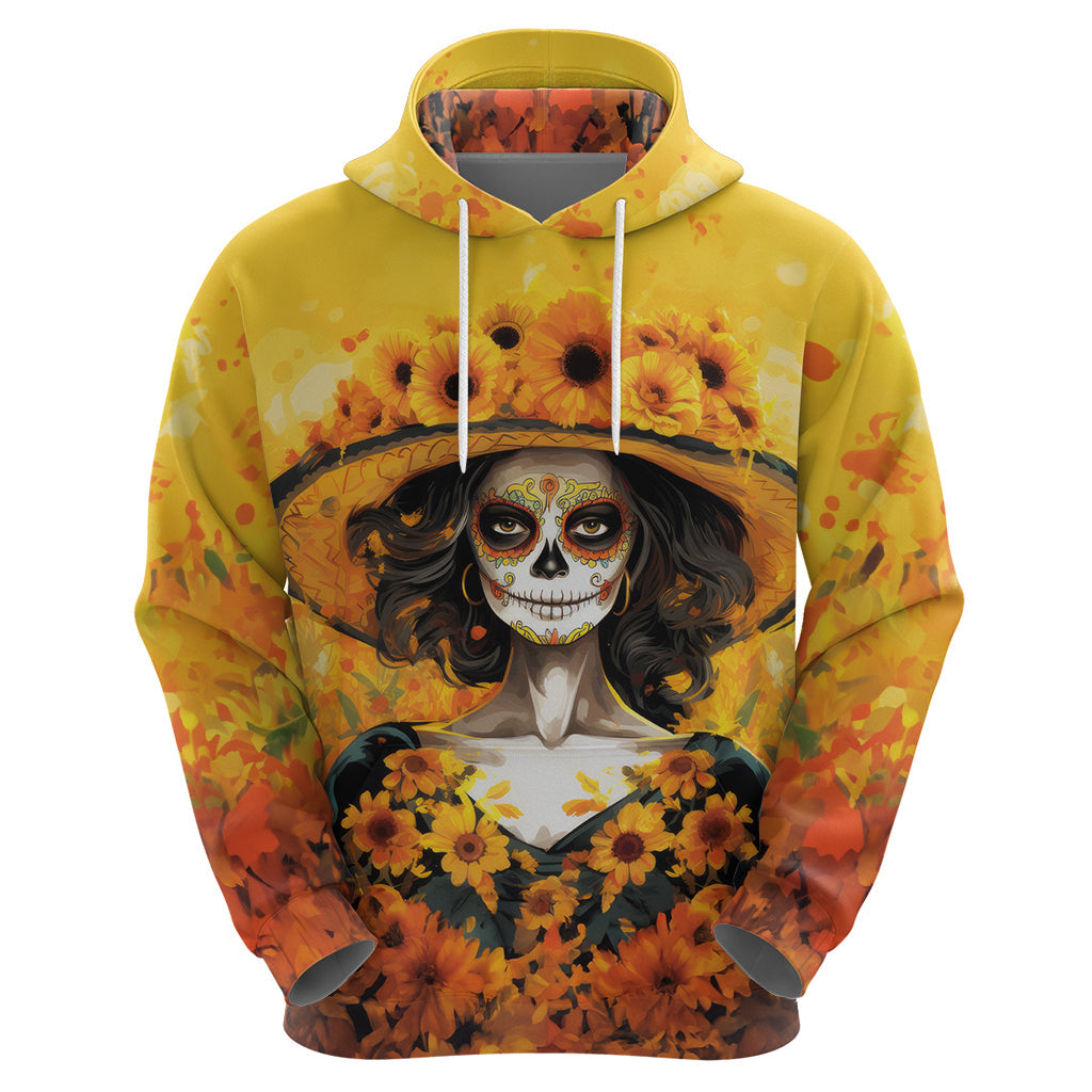 Day of Dead Lady Hoodie Sugar Skull Lady Sunflower DT01