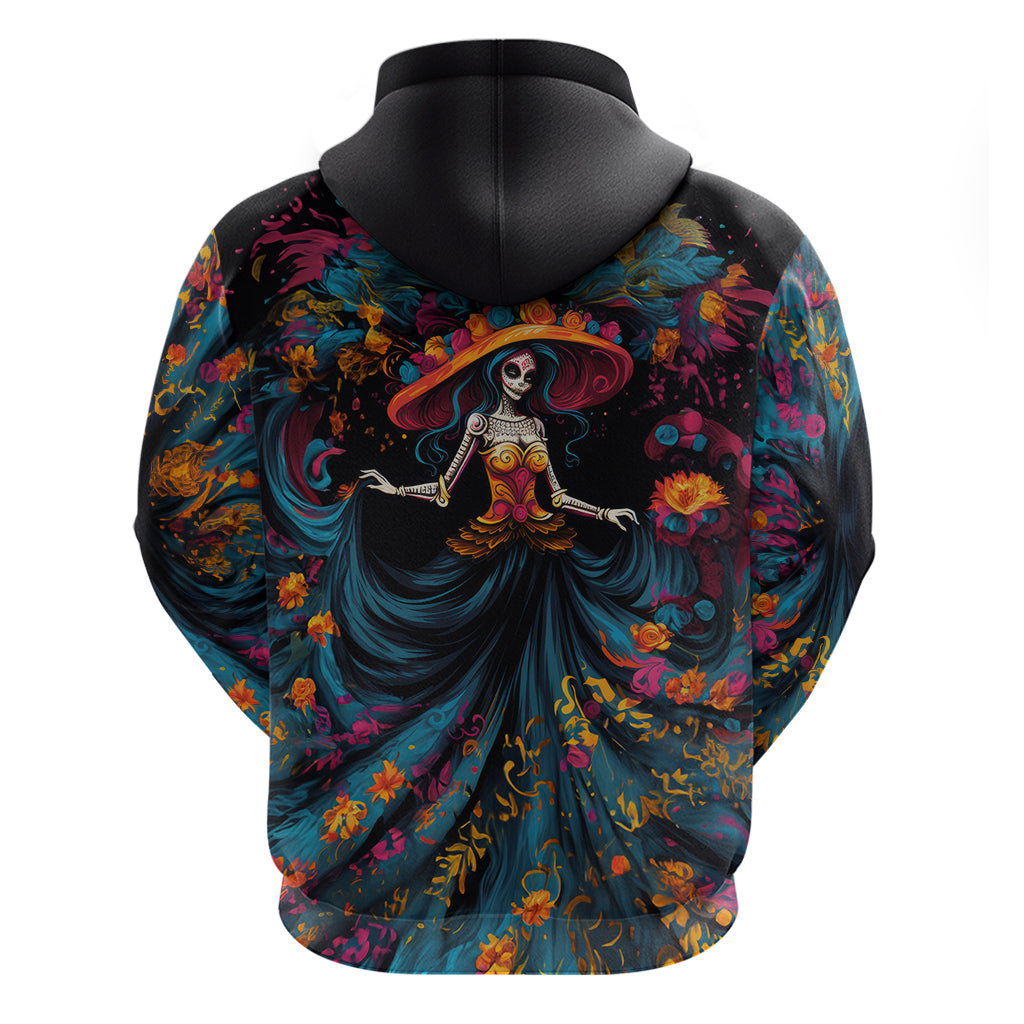 Day of Dead Lady Hoodie Sugar Skull Lady Dancing DT01