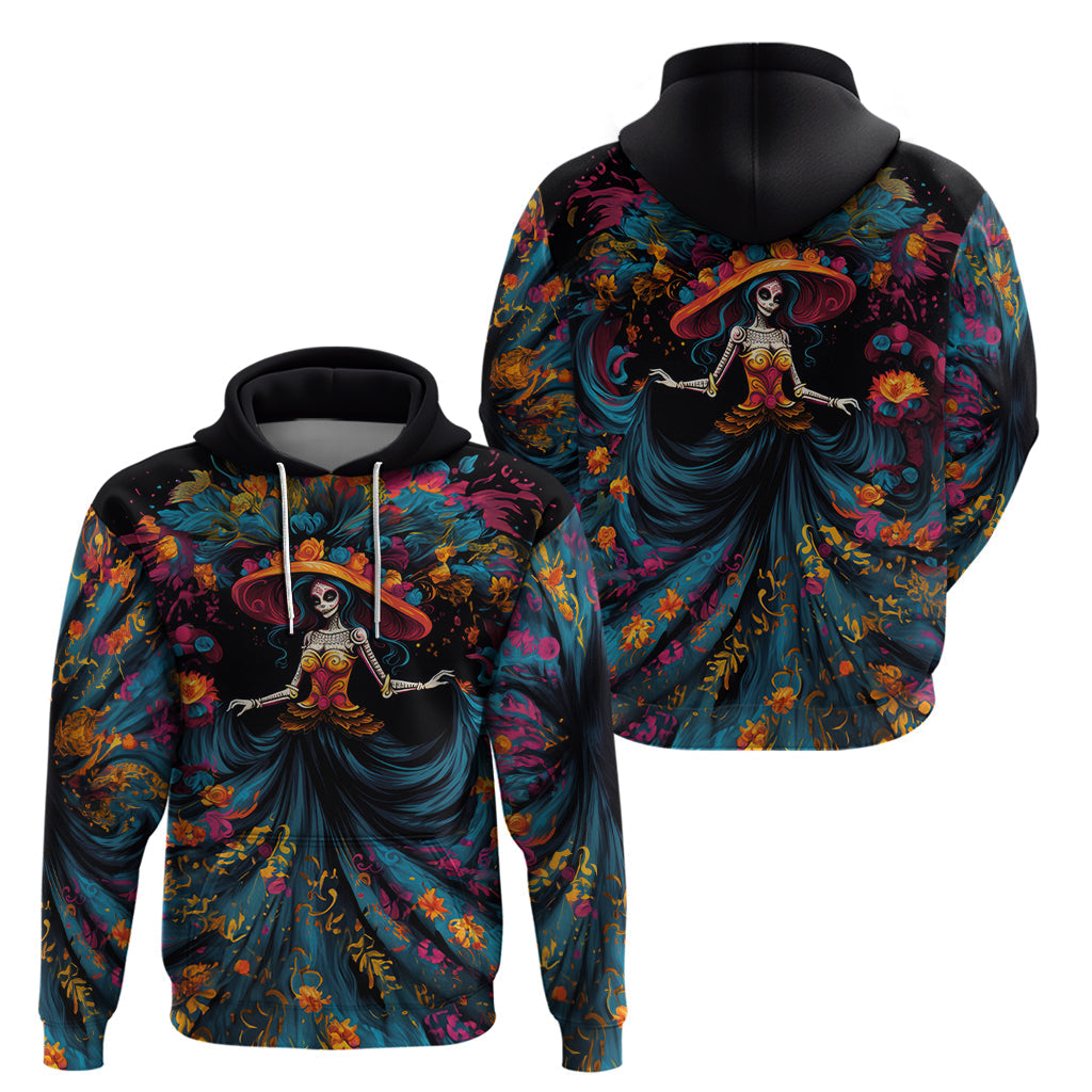 Day of Dead Lady Hoodie Sugar Skull Lady Dancing DT01