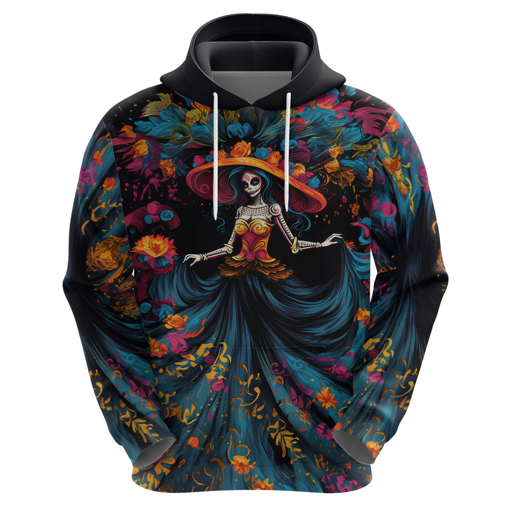 Day of Dead Lady Hoodie Sugar Skull Lady Dancing DT01