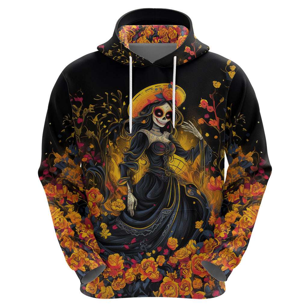 Day of Dead Lady Hoodie Sugar Skull Field Marigold Lady DT01