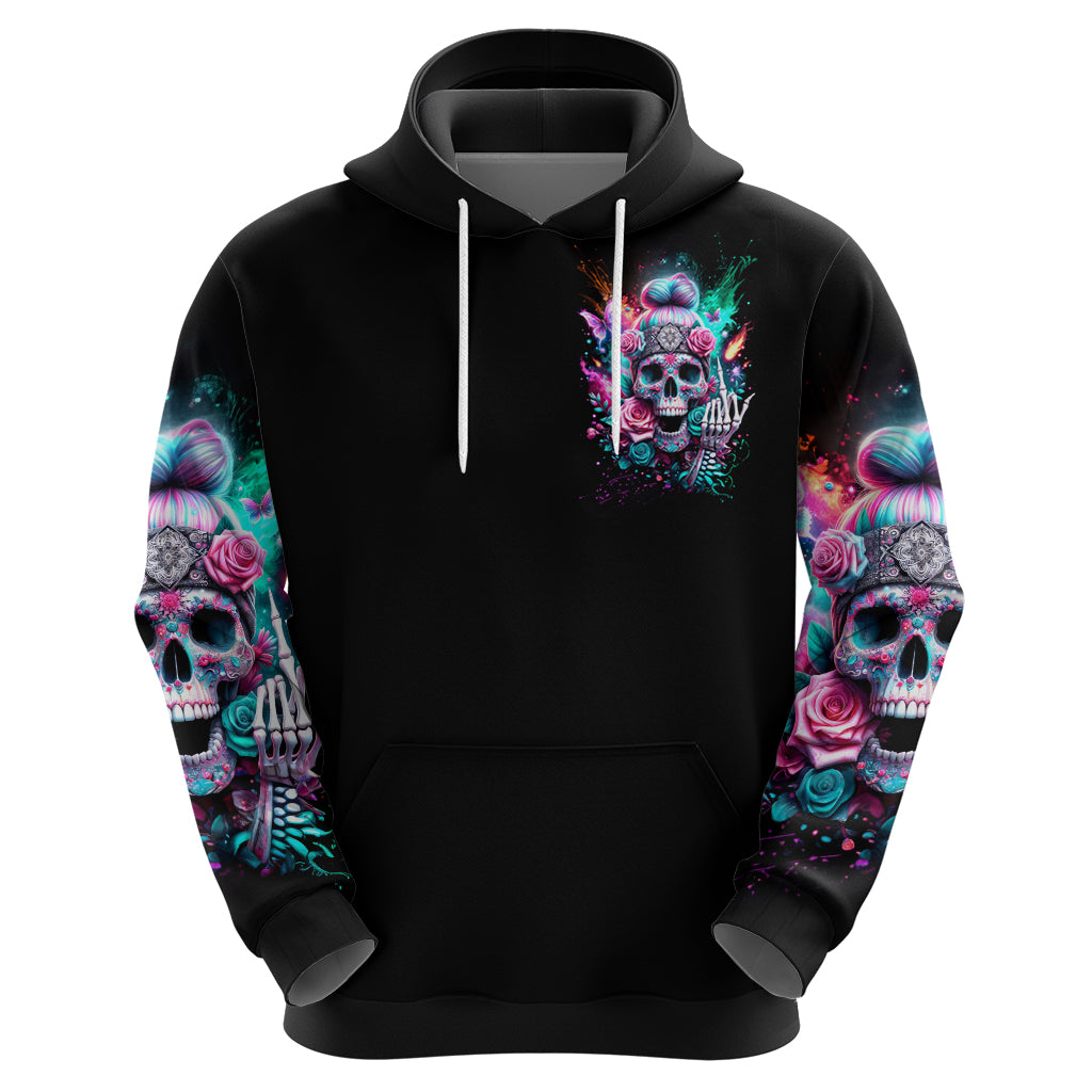 Rose Skull Hoodie Fuck Off Problem Solved DT01