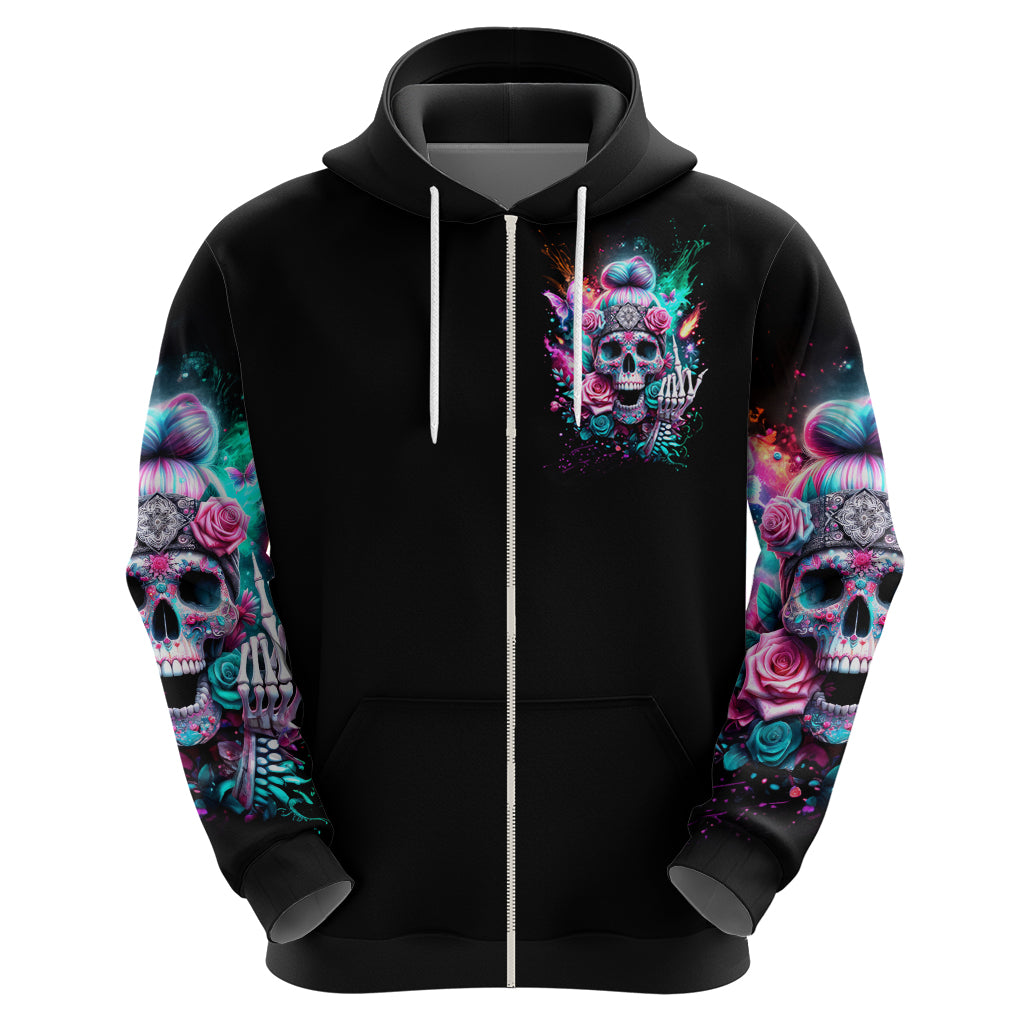 Rose Skull Hoodie Fuck Off Problem Solved DT01