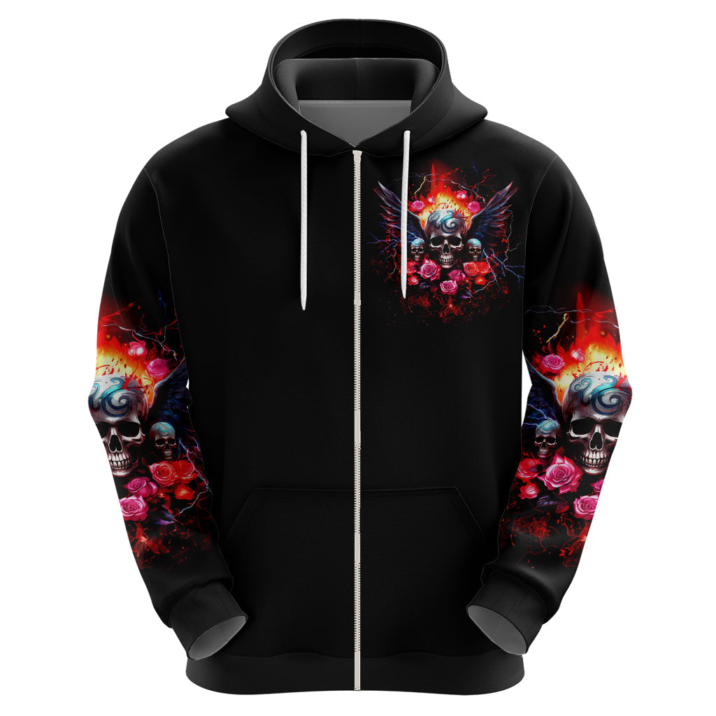 Rose Skull Hoodie I Hold A Beast A Angel And A Crazy Lady In Me DT01