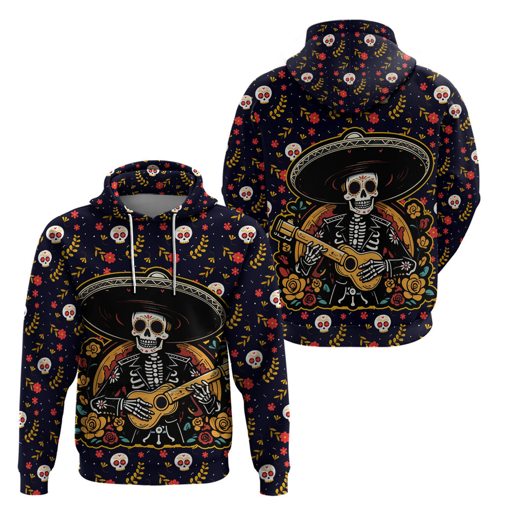 Day of Dead Skull Hoodie Sugar Skull Musican DT01