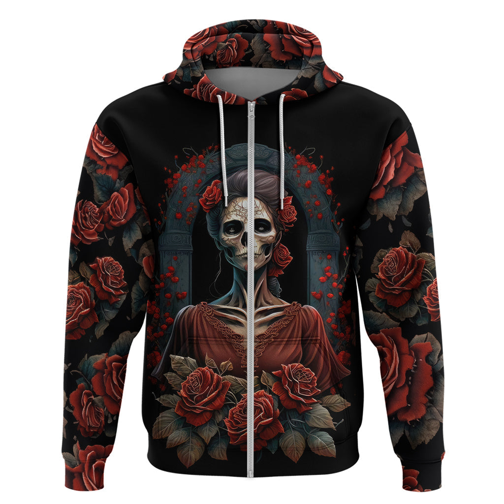 Day of Dead Lady Hoodie Sugar Skull Rose Lady DT01