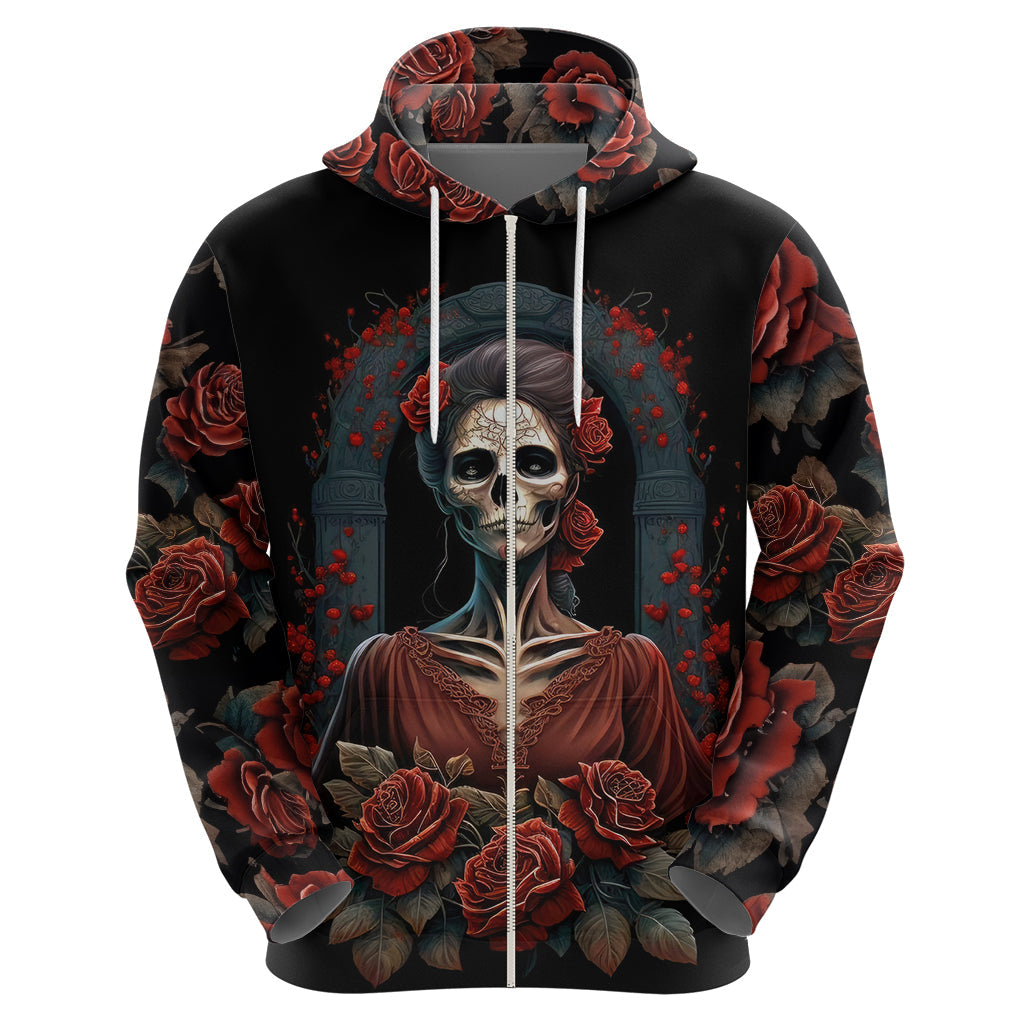 Day of Dead Lady Hoodie Sugar Skull Rose Lady DT01