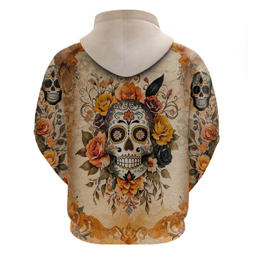 Sugar Skull Hoodie Rose Sugar Skull Vintage DT01
