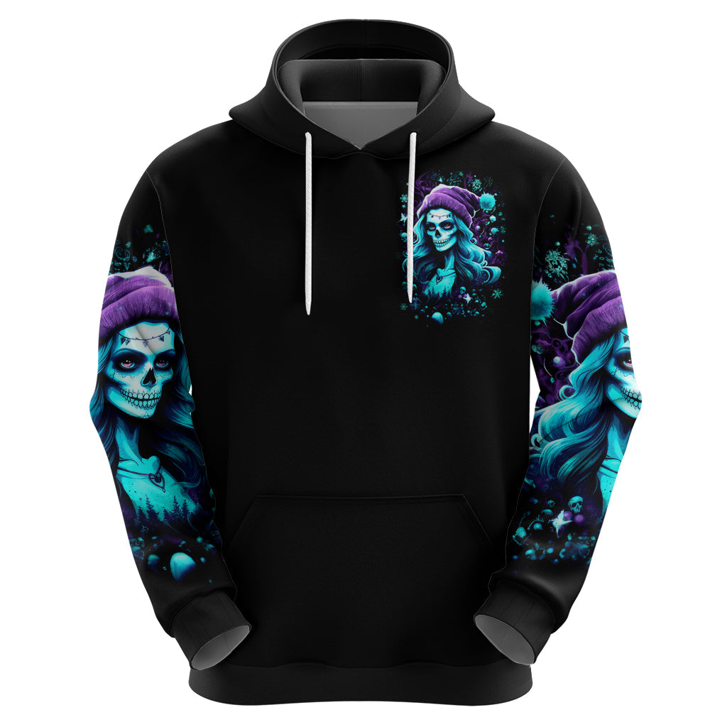 Christmas Skull Girl Hoodie Warning This Tattooed Girl Does Not Play With Stupid People DT01
