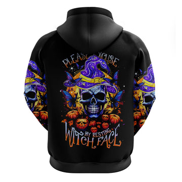 Halloween Skull Hoodie Please Excuse My Resting Witch Face DT01