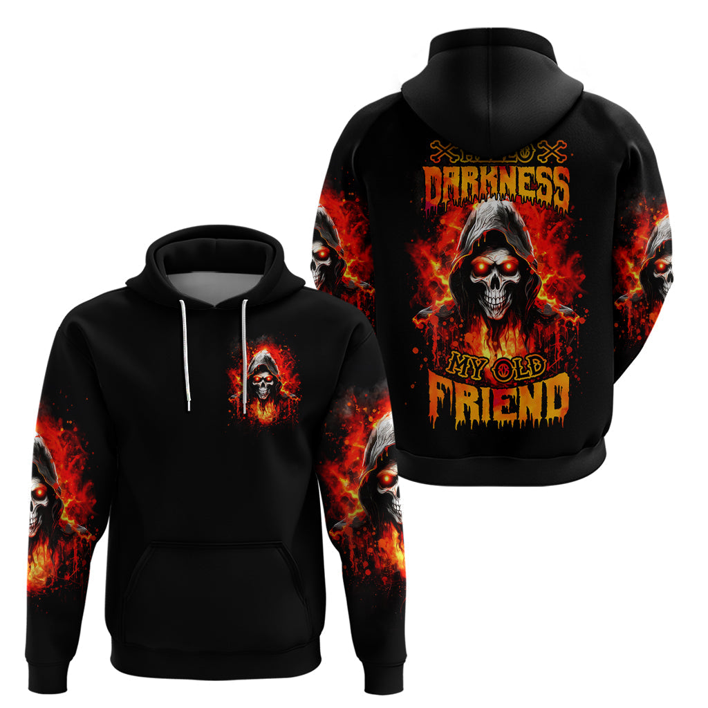 Flame Skull Hoodie Hello Darkness My Old Friend DT01