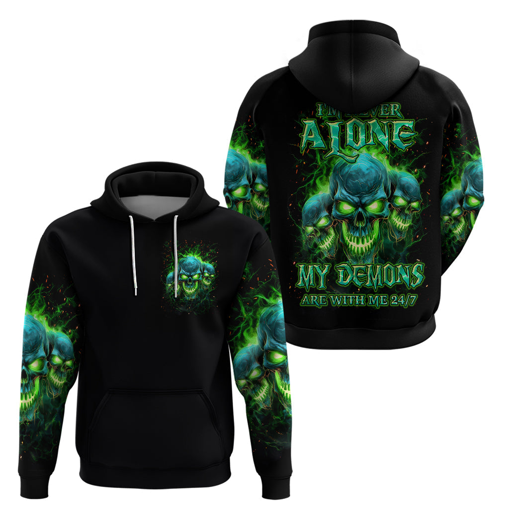 Flame Skull Hoodie I'm Never Alone My Demons Are Wit Me 24/7 DT01