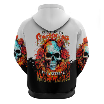 Flower Skull Hoodie Don't Try To Figured Me Out I Special Kind Fire Flower DT01