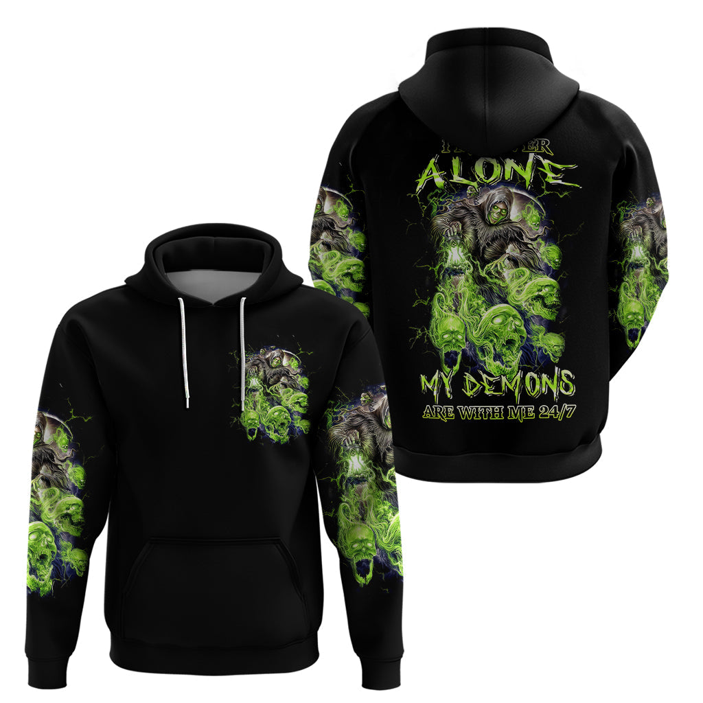 Death Skull Hoodie I Never Alone My Demon With Me 24/7 DT01