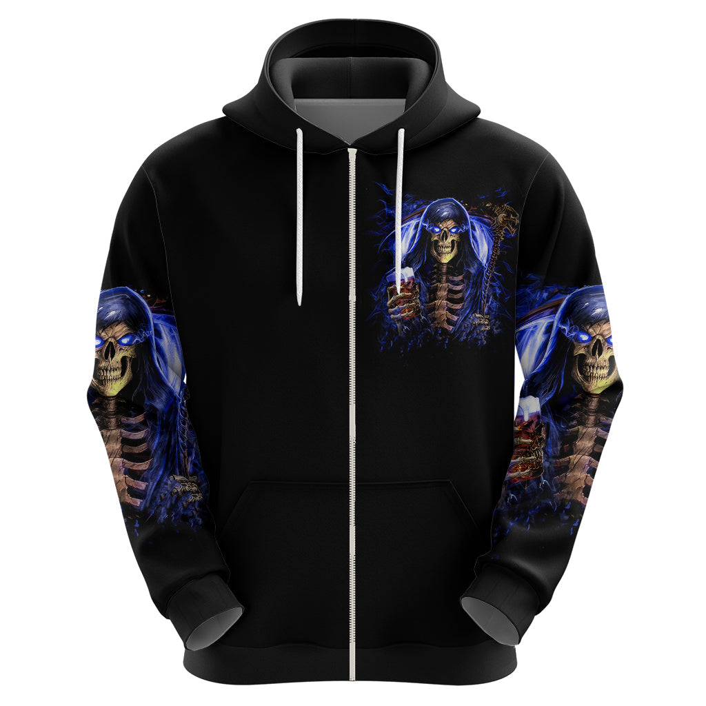 Skull Reaper Hoodie The Devil Whispered To Me I Whisper Back Bring Beer DT01