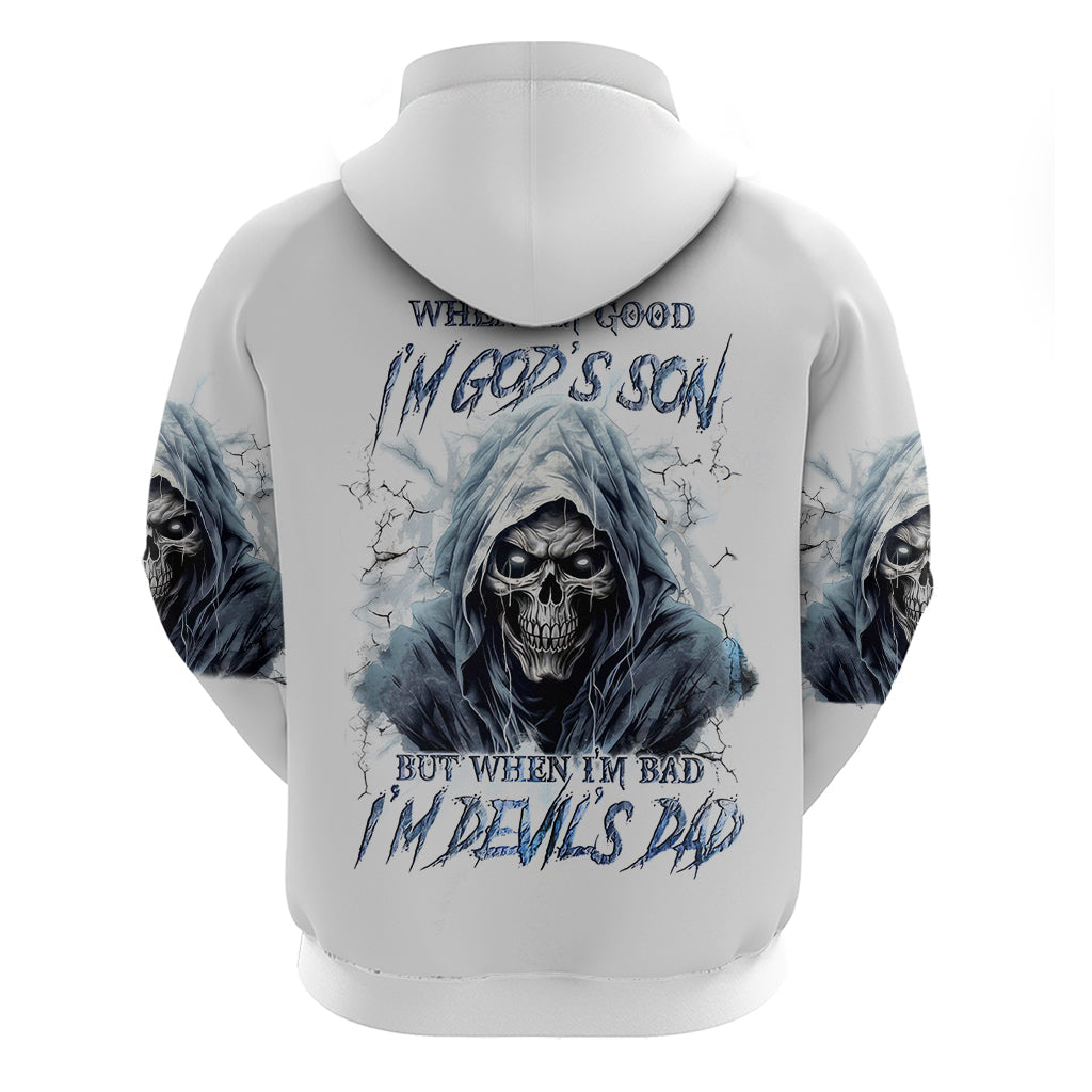 Death Skull Hoodie When I'm Good I God's Son But When I'm Bad I'm Devil's Dad DT01