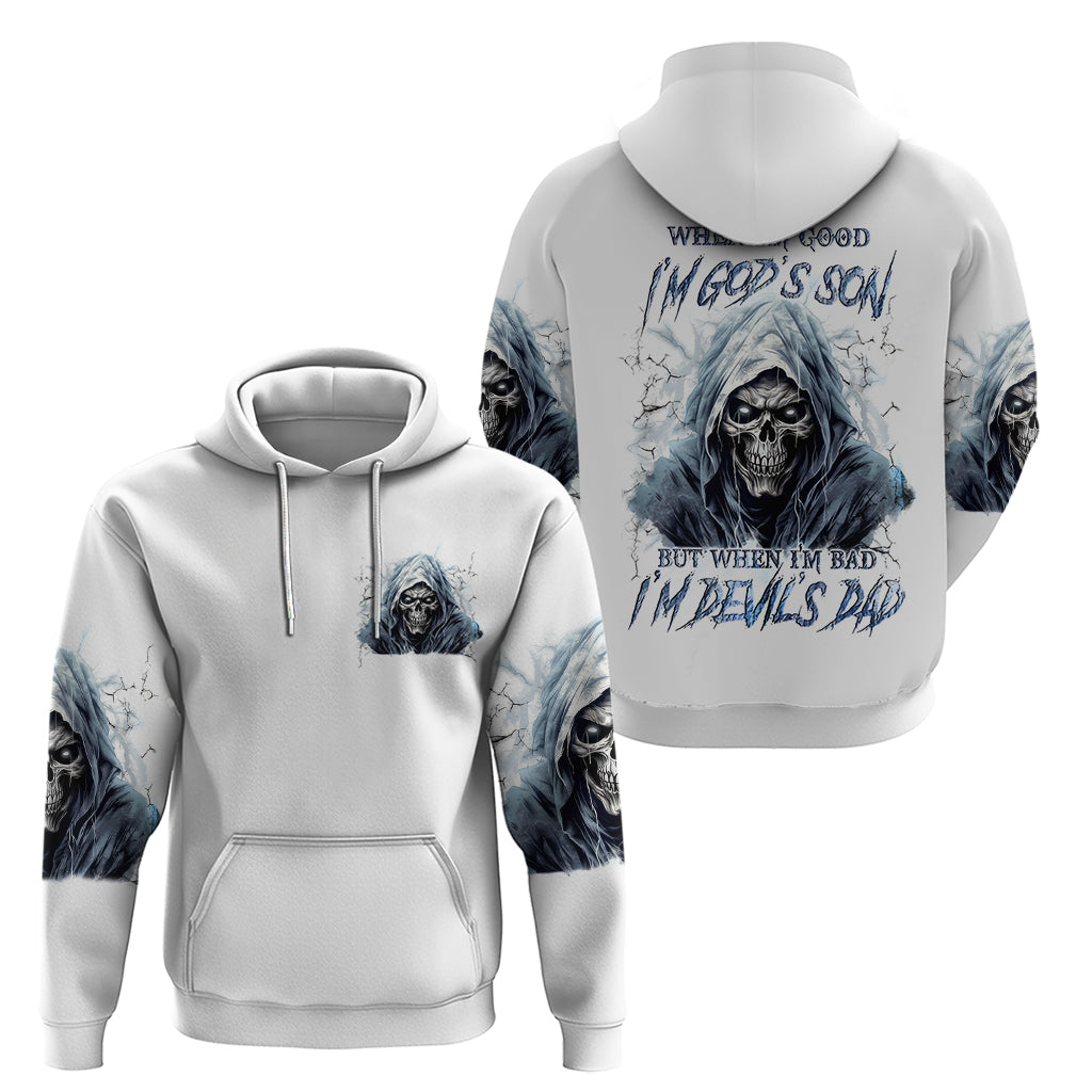 Death Skull Hoodie When I'm Good I God's Son But When I'm Bad I'm Devil's Dad DT01