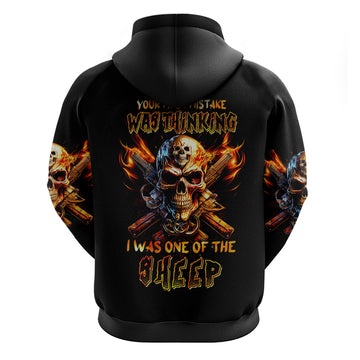 Fire Gun Skull Hoodie Your First Mistake Was Thinking I Was One Of The Sheep DT01