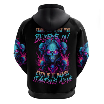 Lady Skull Hoodie Stand For What You Believe In Even If It Means Standing Alone DT01