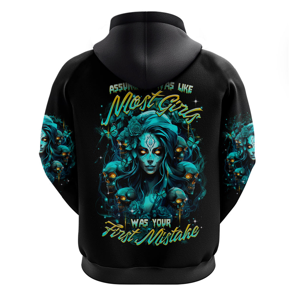 Lady Skull Hoodie Assuming I Was Like Most Girls Was Your First Mistake DT01