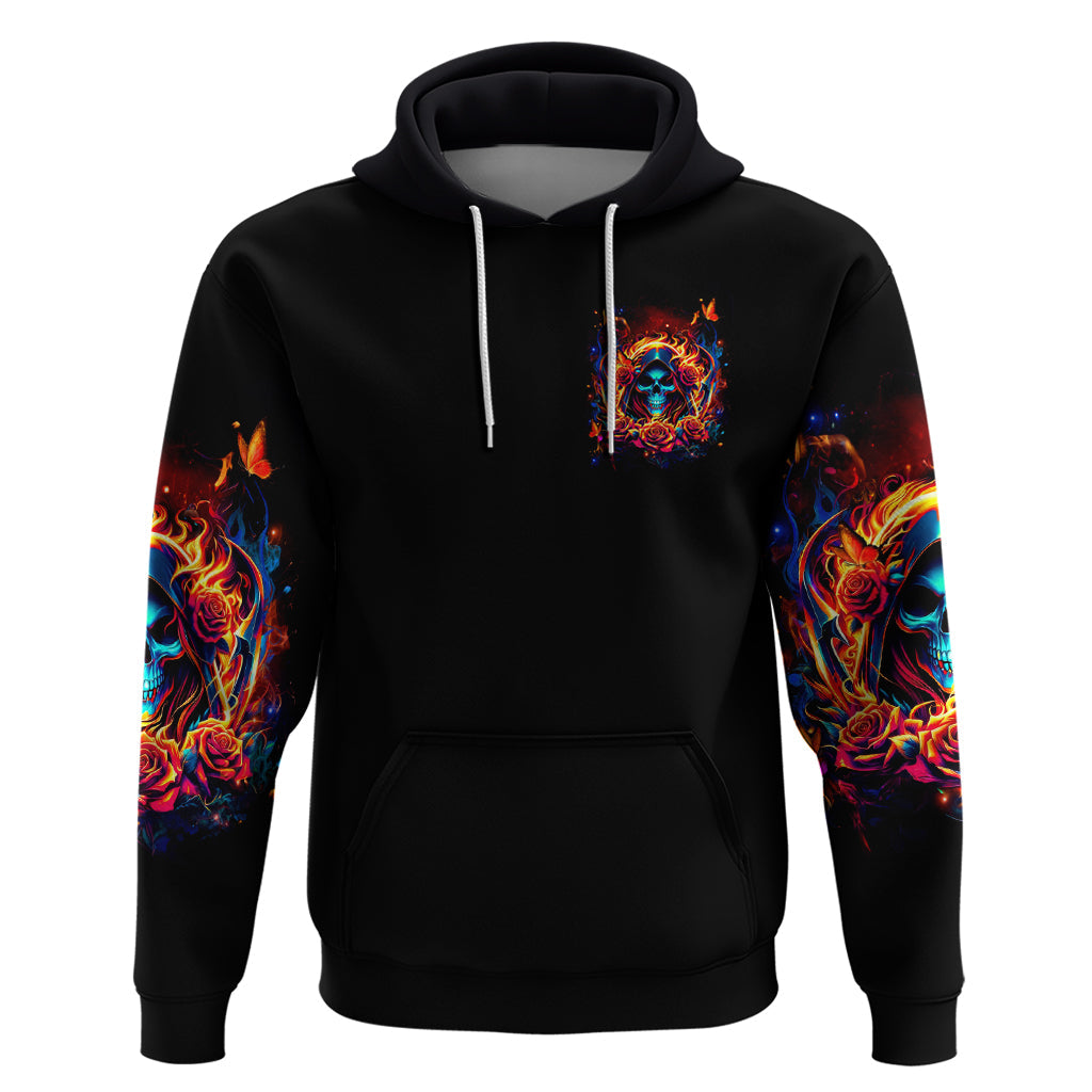 Flame Skull Hoodie Heaven Don't Want Me And Hell's Afraid I'll Take Over DT01