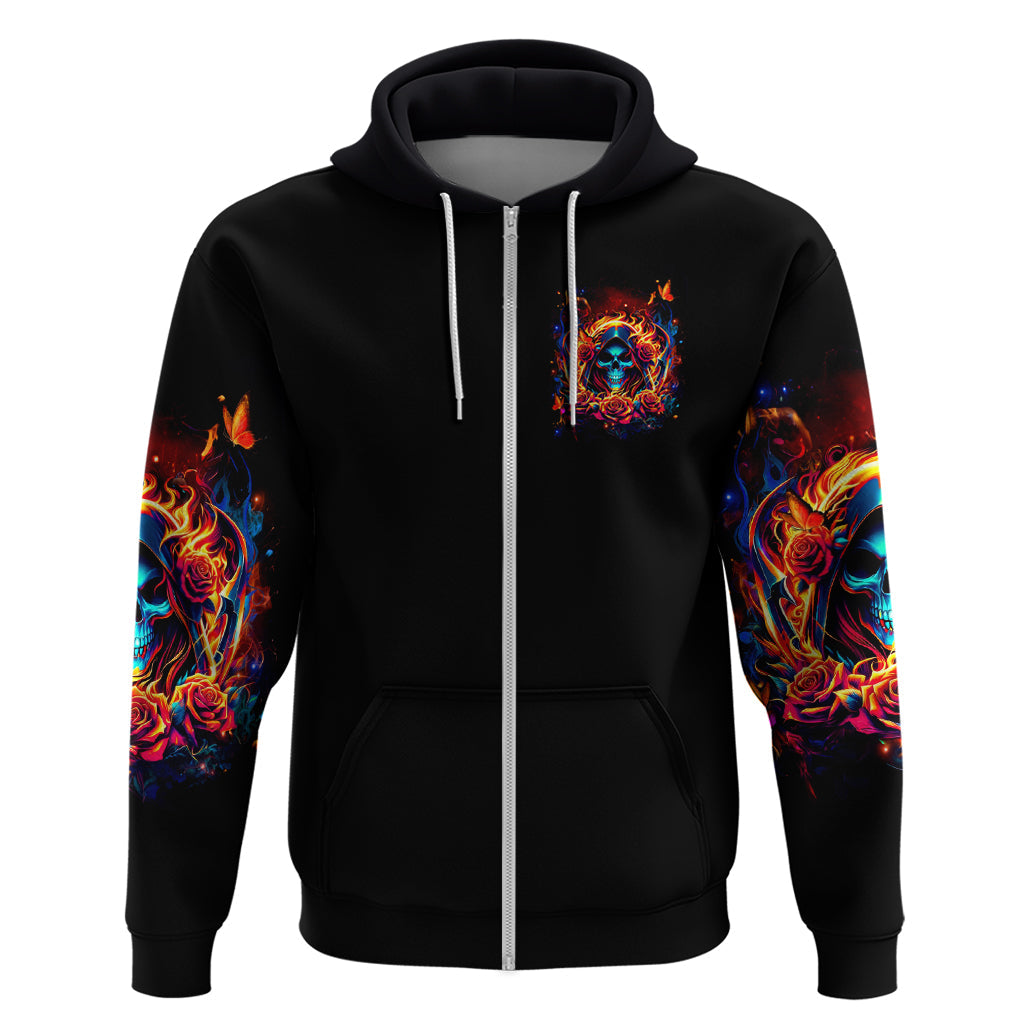 Flame Skull Hoodie Heaven Don't Want Me And Hell's Afraid I'll Take Over DT01