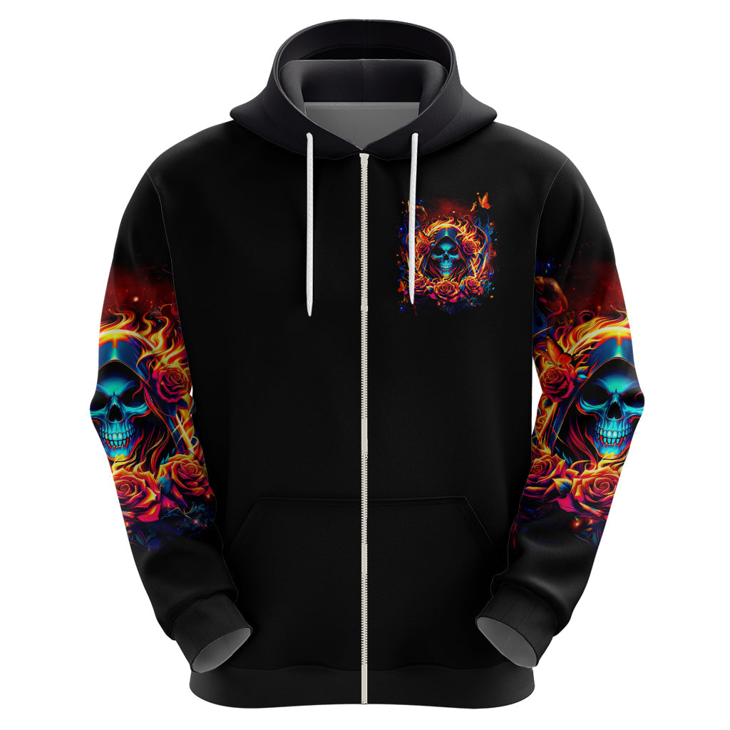 Flame Skull Hoodie Heaven Don't Want Me And Hell's Afraid I'll Take Over DT01