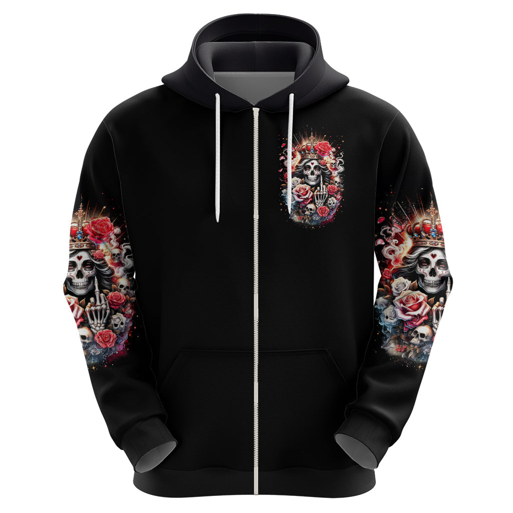 Rose Skull Hoodie Like Me Or Not I Don't Give A Flying Fuck DT01