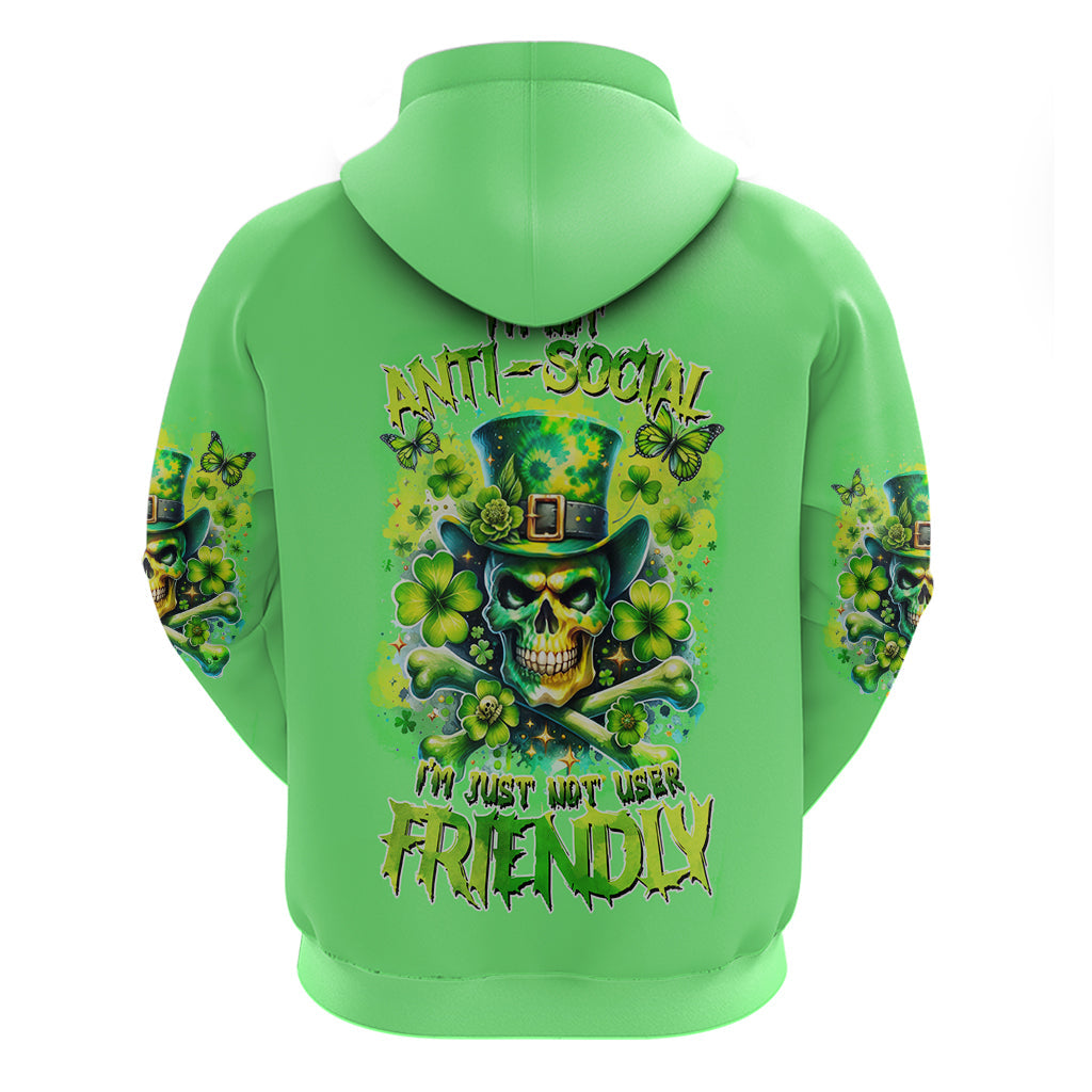Irish Skull Hoodie I'm Not Anti Social I'm Just Not User Friendly DT01