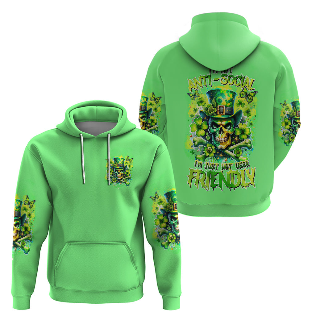 Irish Skull Hoodie I'm Not Anti Social I'm Just Not User Friendly DT01