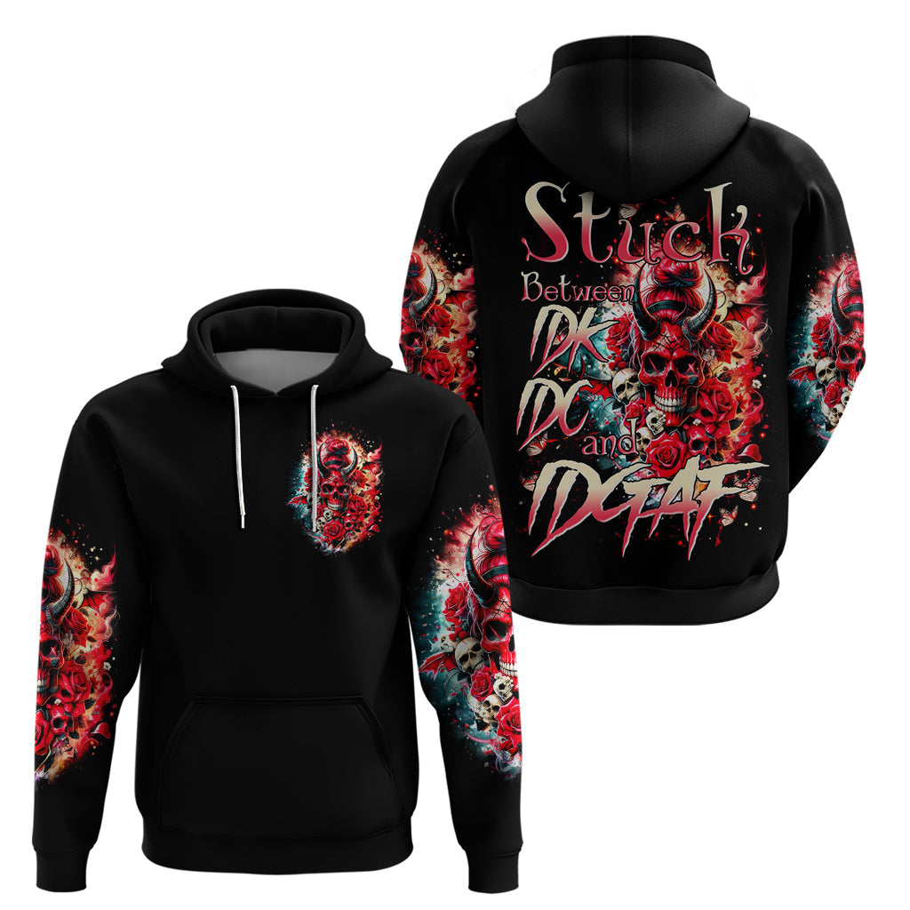 Devil Skull Hoodie Stuck Between IDK IDC and IDGAF DT01