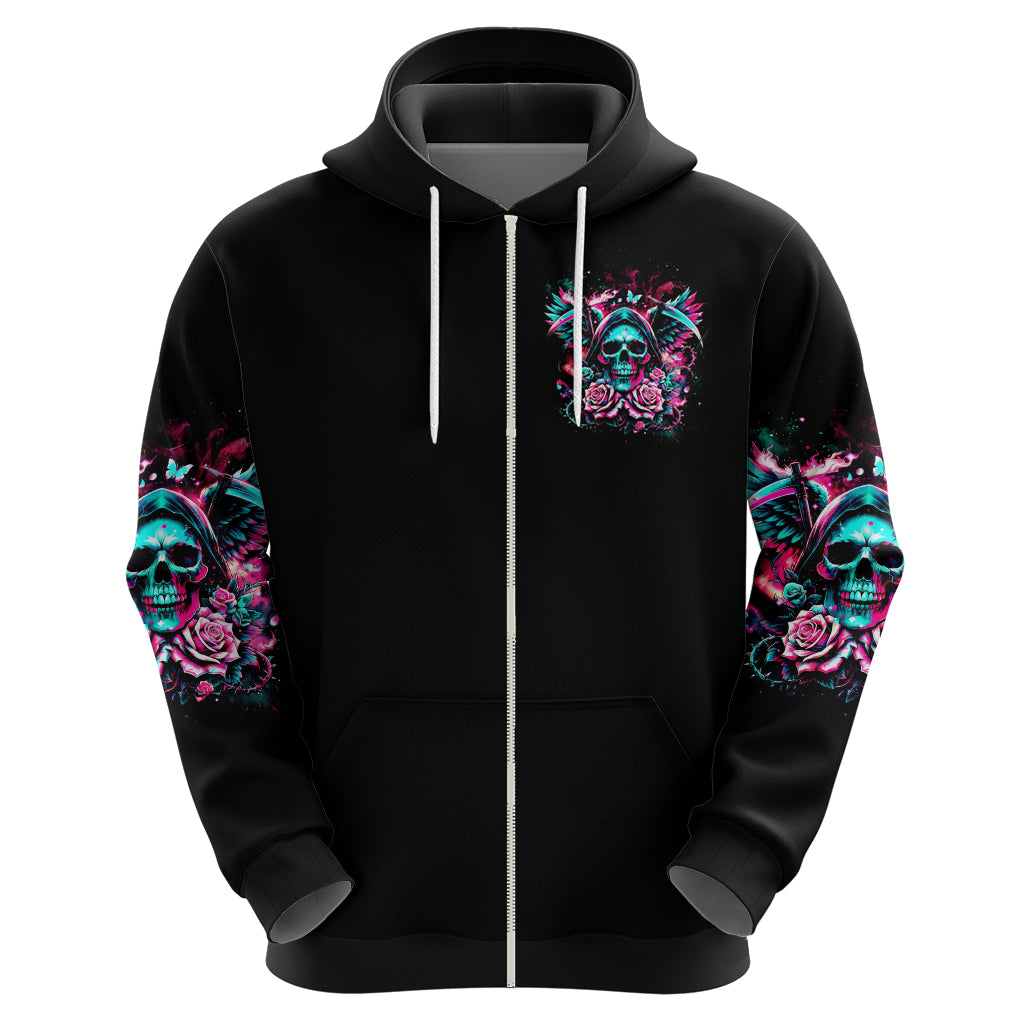 Rose Skull Hoodie Heaven Don't Want Me And Hell's Afraid I'll Take Over DT01