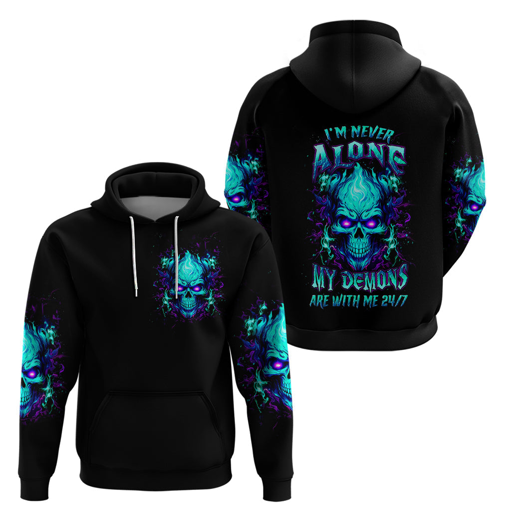 Flame Skull Hoodie I'm Never Alone My Demons With Me 24/7 DT01