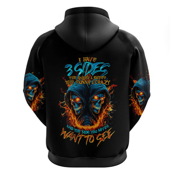 Double Fire Skull Hoodie I Have 3 Side Quite Funny And The Side You Never Want To See DT01