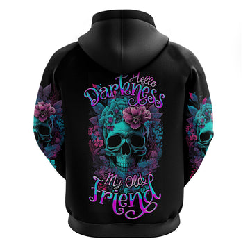 Flower Skull Hoodie Hello Darkness My Old Friend DT01