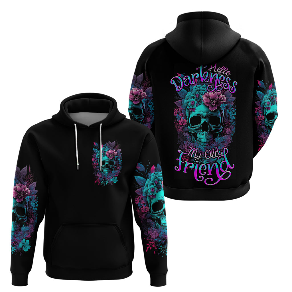 Flower Skull Hoodie Hello Darkness My Old Friend DT01