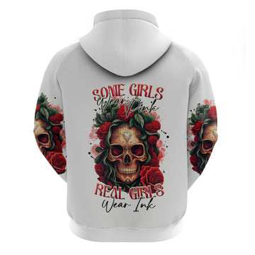Rose Skull Hoodie Some Girl Wear Pink Real Girl Wear Ink DT01