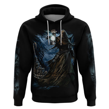 Grim Reaper Hoodie The Ferryman Of The Underworld with Charon Skull Black DT01