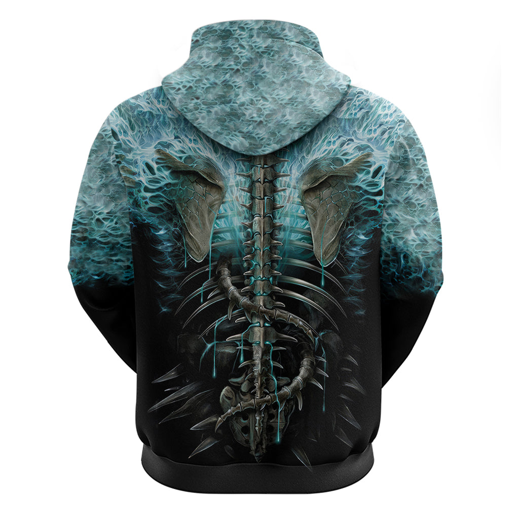 Flame Twin Skull Hoodie Skeleton Inside DT01